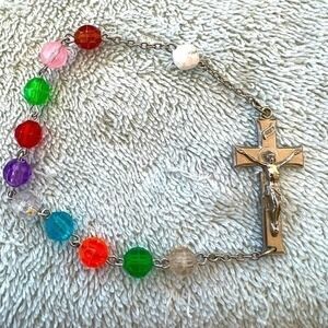 Handmade beaded Jesus cross bracelet
